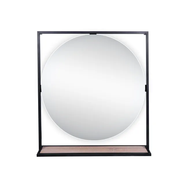 Дзеркало Qtap Taurus 800х850х140 Black/Whitish oak з LED-підсвічуванням