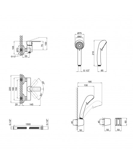 Змішувач для душу Qtap Alza 4051104C