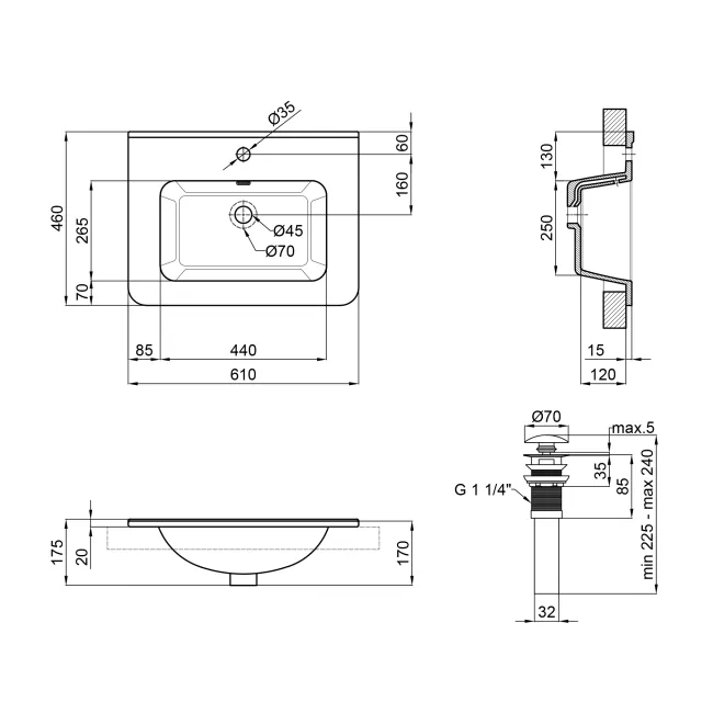 Раковина Qtap Albatross 9H 600х460х180 White с донным клапаном QT01119060HW 2 Раковина Qtap Albatross 9H 600х460х180 White с донным клапаном QT01119060HW 2