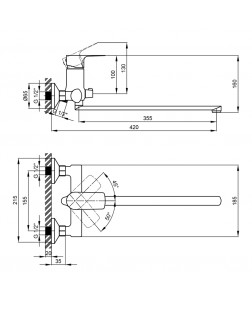 Смеситель для ванны Qtap Svitava 3211107GC