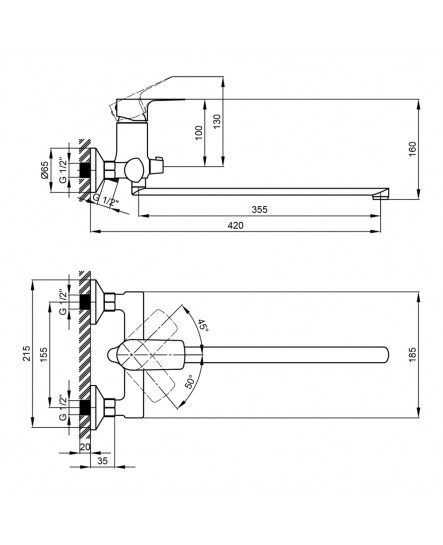 Змішувач для ванни Qtap Svitava 3211107GC