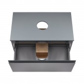 Тумба подвесная Qtap Robin 800х476х437 Graphite/Whitish oak со столешницей QT1379TPН8002GWO