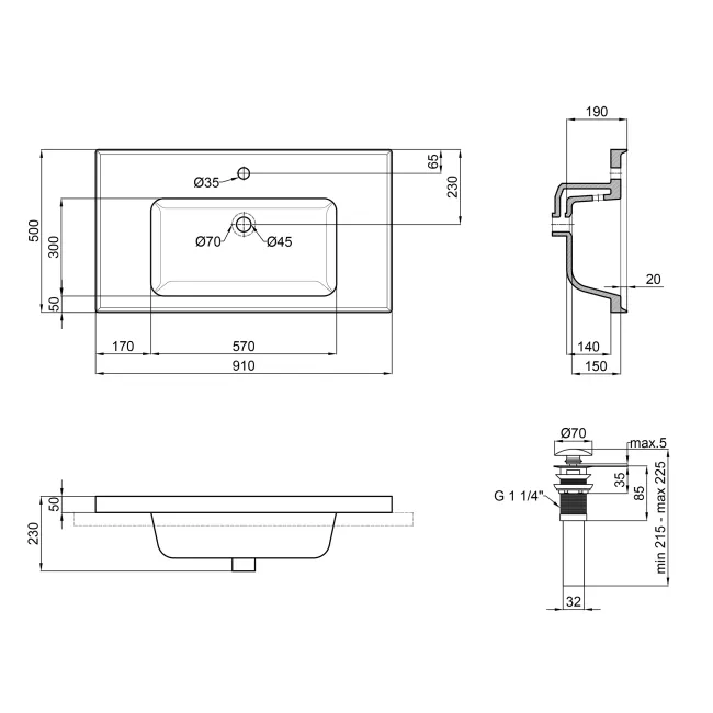Раковина Qtap Albatross A 900х500х230 White с донным клапаном QT01115090AW 2 Раковина Qtap Albatross A 900х500х230 White с донным клапаном QT01115090AW 2