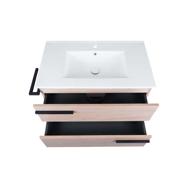 Комплект Qtap Taurus 800х800х437 Whitish oak тумба підлогова + раковина урізна QT2471TNT803WO