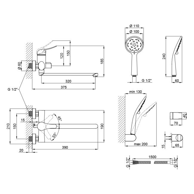 Змішувач для ванни Qtap Integrа CRM 005 New 2