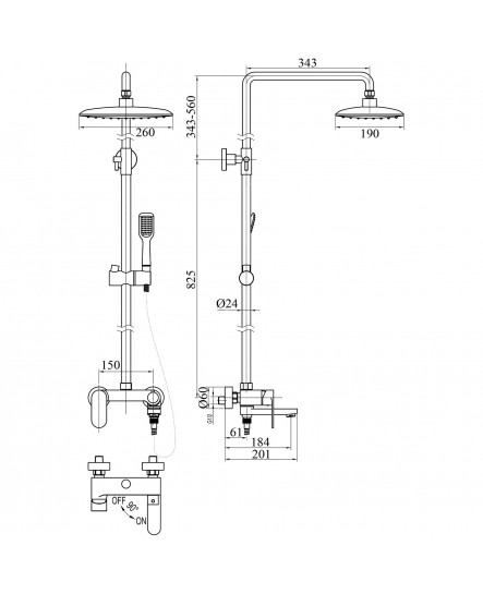 Душевая система TOPAZ BARTS-TB 07102-H36-S