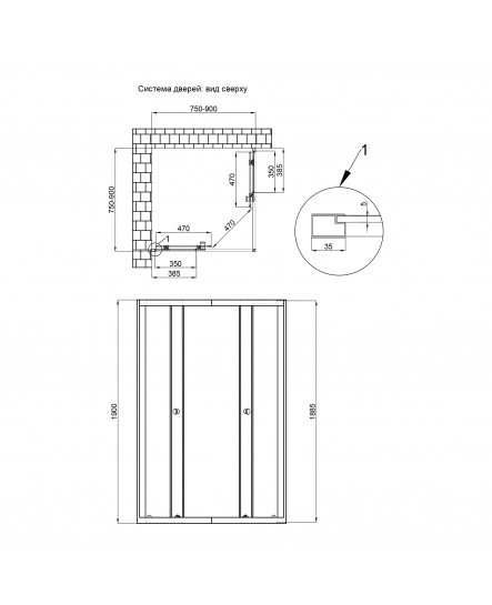 Душова кабіна Qtap Pisces BLA107-9SC5 75-90x75-90 см, скло Clear 5 мм без піддона