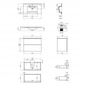 Комплект Qtap Tern 800х580х437  White тумба подвесная + раковина врезная QT1772TPL8013080CW