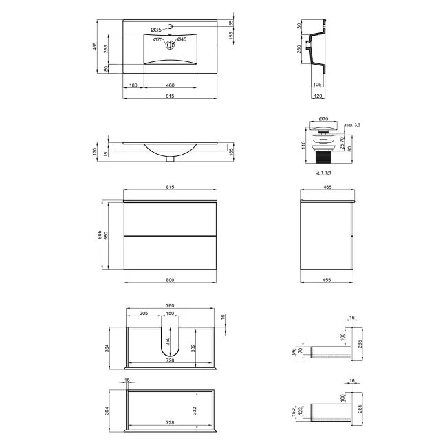 Комплект Qtap Tern 800х580х437 White тумба підвісна + раковина урізна QT1772TPL8013080CW 2 Комплект Qtap Tern 800х580х437 White тумба підвісна + раковина урізна QT1772TPL8013080CW 2