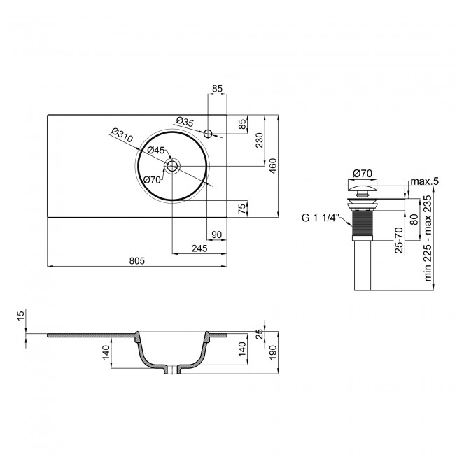 Раковина Qtap Virgo 800х460х300 White с донным клапаном QT1811FL8130ARRW