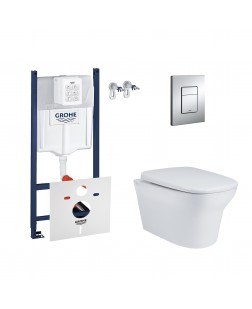 Набір інсталяція 4 в 1 Grohe Rapid SL 3884000G + унітаз з сидінням Qtap Gemini QT25332614EW