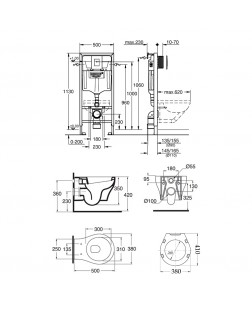 Набір унітаз Azzurra Tulip TUL100B1SOSK з сидінням Azzurra Tulip TUL1800F + інсталяція Grohe Rapid SL 38772001