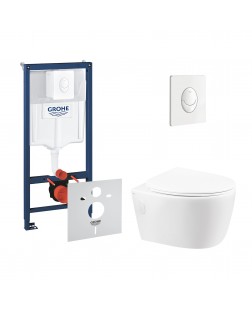 Набор инсталляция 4 в 1 Grohe Rapid SL 38722001 + унитаз с сиденьем Qtap Leo QT11331002ERW