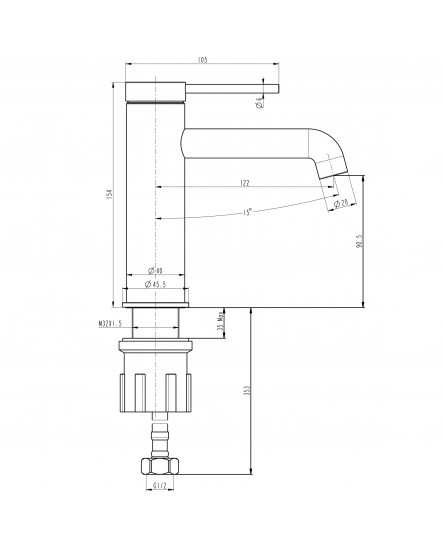 Змішувач для умивальника TOPAZ LOFT TLF 32201-H75-C