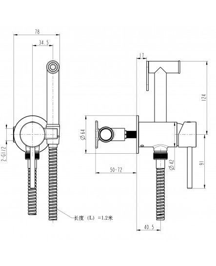 Змішувач гігієнічний TOPAZ LOFT TLF 32106-H39-C