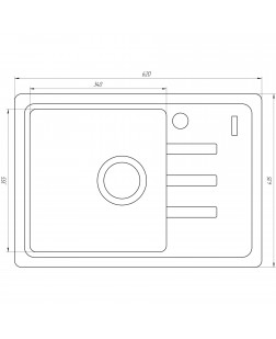 Гранітна мийка Globus Lux MONO перлина 620х435мм