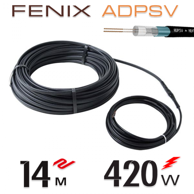 Нагревательный двужильный кабель Fenix ADPSV 30 W/m - 14 м.п.