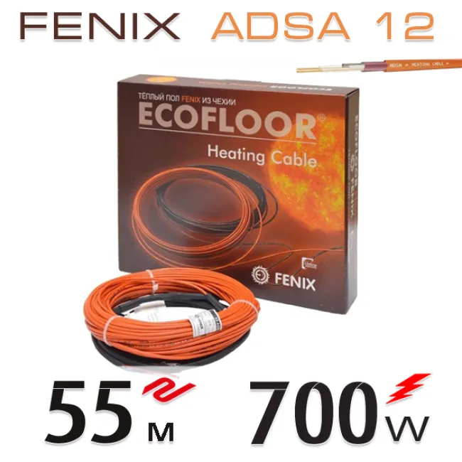 Нагревательный двужильный кабель Fenix ADSA 12 - 55 м.п. Нагревательный двужильный кабель Fenix ADSA 12 - 55 м.п.