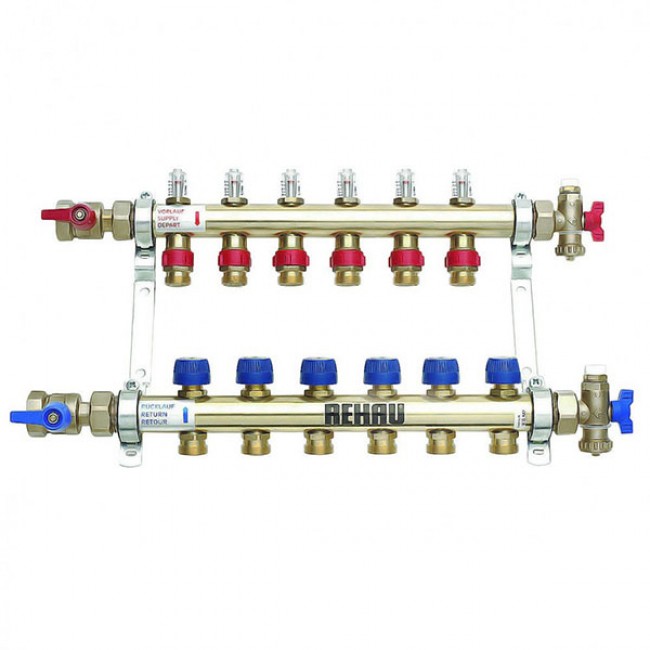 Распределительный коллектор Rehau HKV-D на 12 контуров 3/4 (с расходомерами)