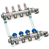 Распределительный стальной коллектор Rehau HKV-D на 10 контуров без шаровых кранов.