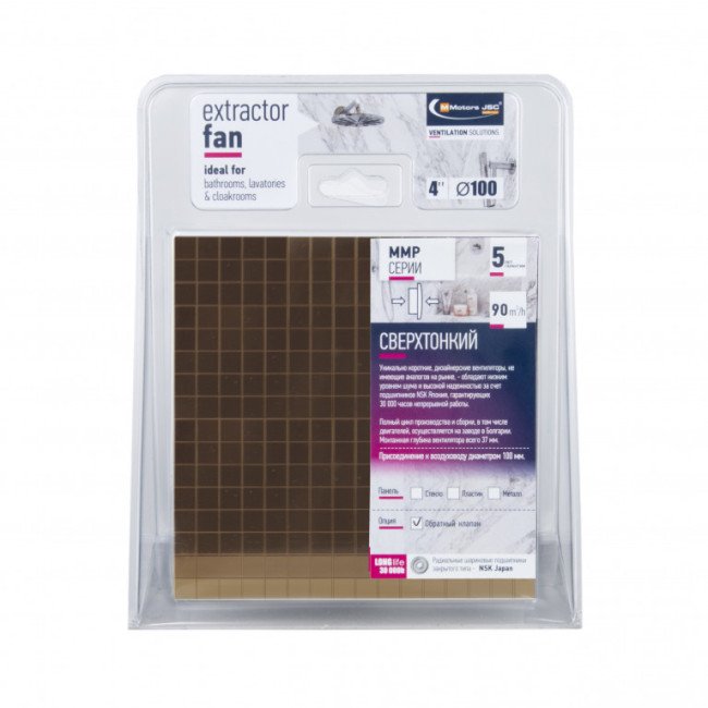 Дизайнерський надтонкий витяжний вентилятор MMP 100, 90 м³/год, мозаїка золото 2