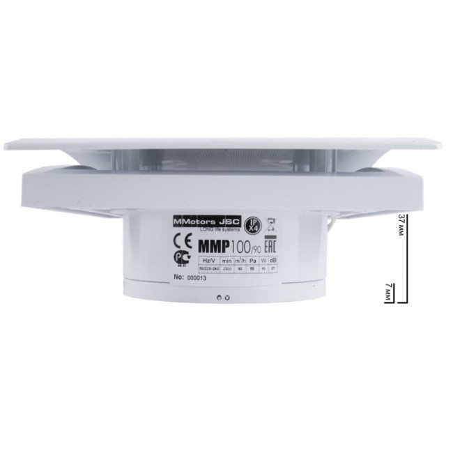 Дизайнерський надтонкий витяжний вентилятор MMP 100, 90 м3/год, пластик, білий 2