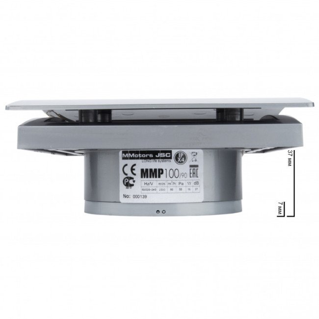 Дизайнерський надтонкий витяжний вентилятор для ванної MMP 100, 90 м³/год, пластик, хром 2
