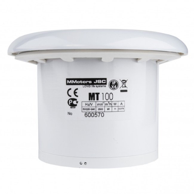 Вытяжной вентилятор MT 100, 95 м³/ч, белый, с обратным клапаном