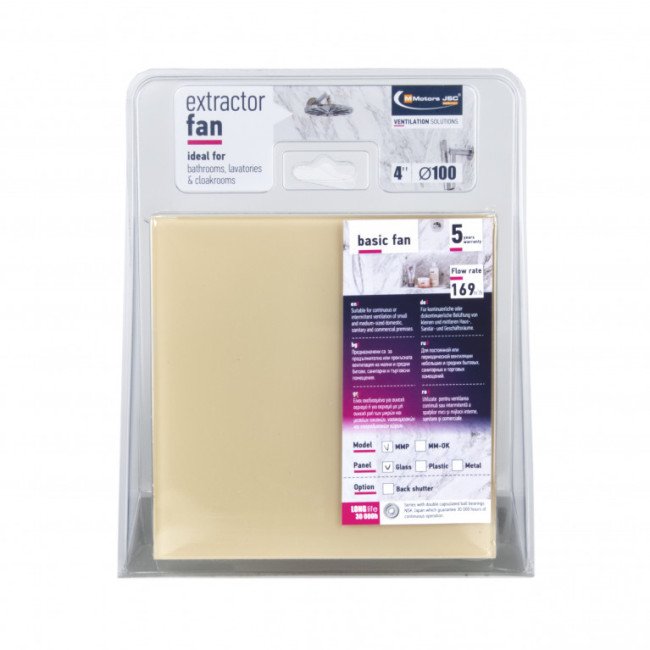 Дизайнерский вытяжной вентилятор для ванной MMP 100, 169 м³/ч, стекло, бежевый Дизайнерский вытяжной вентилятор для ванной MMP 100, 169 м³/ч, стекло, бежевый