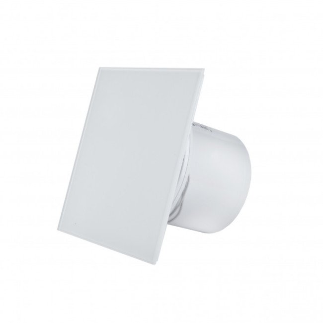 Дизайнерський витяжний вентилятор для ванної MMP 100, скло, 169 м³/год, зі зворотним клапаном / білий матовий / з таймером