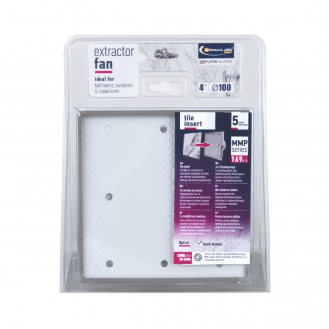 Дизайнерский вытяжной вентилятор для ванной MMP 100, 169 м³/ч, под вашу плитку, с датчиком влажности и таймером