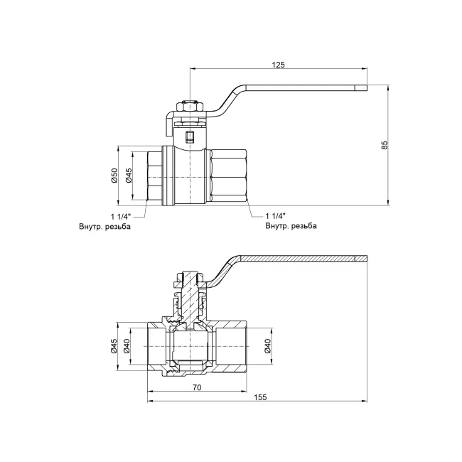 Кран кульовий SD Plus 1" 1/4 ВР для води (важіль) SD600W32 2 Кран кульовий SD Plus 1" 1/4 ВР для води (важіль) SD600W32 2