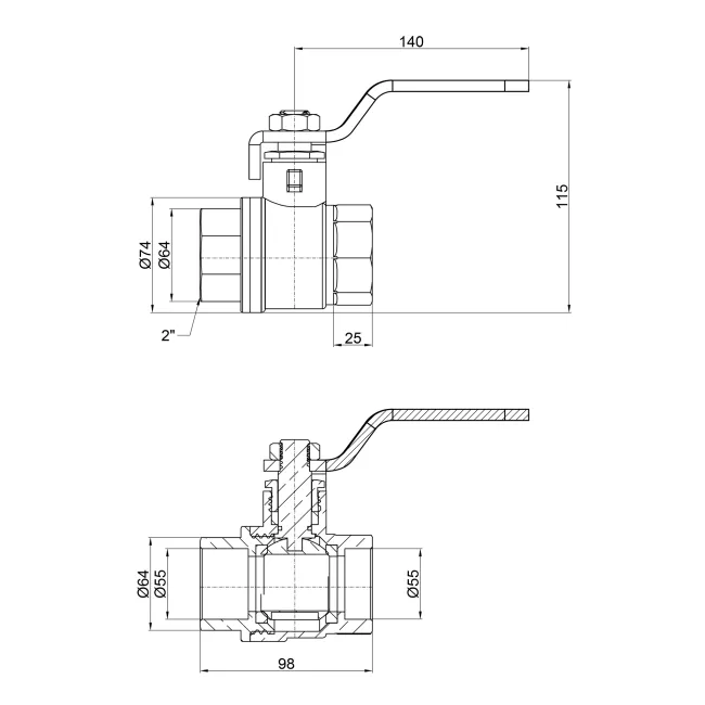 Кран кульовий SD Plus 2" ВР для води (важіль) SD600W50 2 Кран кульовий SD Plus 2" ВР для води (важіль) SD600W50 2