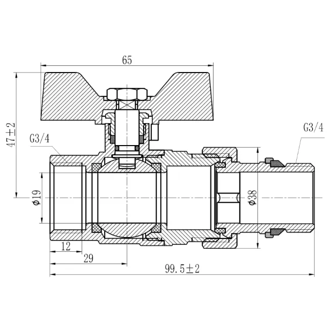 Кран кульовий "Американка" SD Forte 3/4" з антипротіканням прямий SF222W20 2 Кран кульовий "Американка" SD Forte 3/4" з антипротіканням прямий SF222W20 2