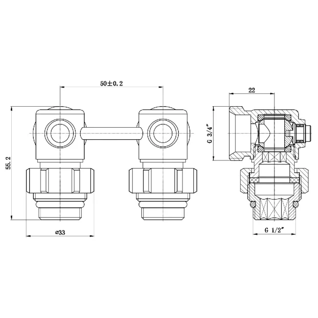 Кран кульовий SD Forte 3/4"х1/2" для радіатора нижній кутовий SF250W15 2 Кран кульовий SD Forte 3/4"х1/2" для радіатора нижній кутовий SF250W15 2