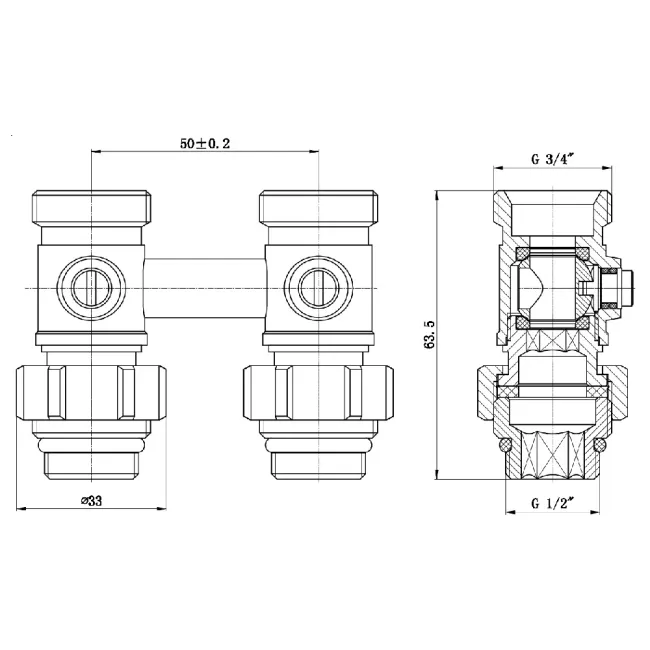 Кран кульовий SD Forte 3/4"х1/2" для радіатора нижній SF251W15 2 Кран кульовий SD Forte 3/4"х1/2" для радіатора нижній SF251W15 2