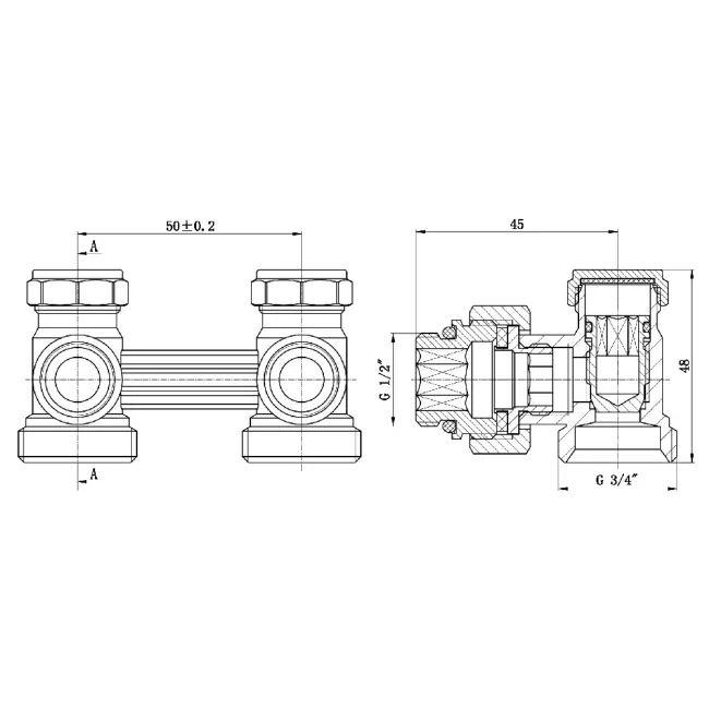 Кран буксовий SD Forte 3/4"х1/2" для радіатора нижній кутовий SF252W15 2 Кран буксовий SD Forte 3/4"х1/2" для радіатора нижній кутовий SF252W15 2