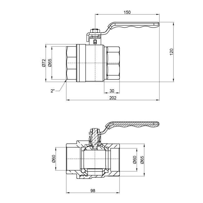 Кран кульовий SD Plus 2" ВР для води (важіль) SD600NW50PN40 2 Кран кульовий SD Plus 2" ВР для води (важіль) SD600NW50PN40 2