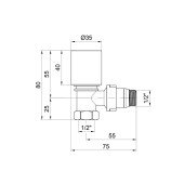 Кран радіаторний Icma 1/2" з антипротіканням кутовий №1112 Кран радіаторний Icma 1/2" з антипротіканням кутовий №1112