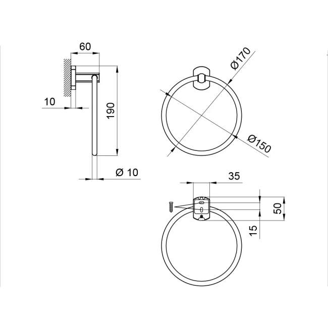 Тримач для рушника Qtap Liberty D 160 мм QTLIBCRM1160 Chrome 2 Тримач для рушника Qtap Liberty D 160 мм QTLIBCRM1160 Chrome 2