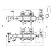 Колекторна група Icma 3/4" 4 виходи, з витратоміром №A3K013 Колекторна група Icma 3/4" 4 виходи, з витратоміром №A3K013