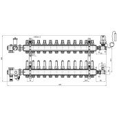 Колекторна група Icma 3/4" 12 виходів, з витратоміром №A3K013 Колекторна група Icma 3/4" 12 виходів, з витратоміром №A3K013