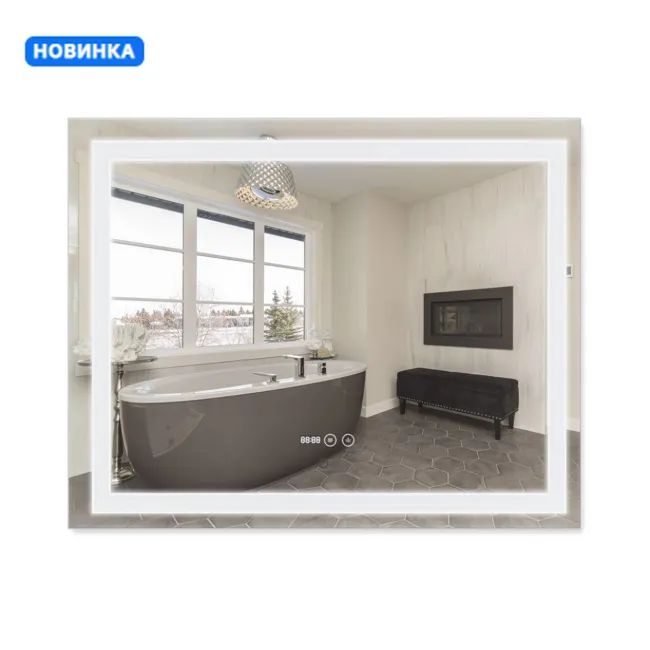 Дзеркало Qtap Mideya (DC-F614) 1000х800 з LED-підсвічуванням Touch, з антизапотіванням, з годинником, димером, рег. яскравості QT2078F614W Дзеркало Qtap Mideya (DC-F614) 1000х800 з LED-підсвічуванням Touch, з антизапотіванням, з годинником, димером, рег. яскравості QT2078F614W