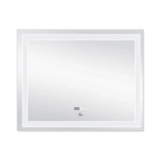 Дзеркало Qtap Mideya (DC-F614) 1000х800 з LED-підсвічуванням Touch, з антизапотіванням, з годинником, димером, рег. яскравості QT2078F614W