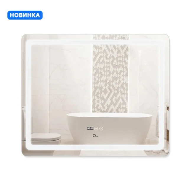 Дзеркало Qtap Mideya (DC-F910) 1000х800 з LED-підсвічуванням Touch, з антизапотіванням, з годинником, димером, рег. яскравості QT2078F910W Дзеркало Qtap Mideya (DC-F910) 1000х800 з LED-підсвічуванням Touch, з антизапотіванням, з годинником, димером, рег. яскравості QT2078F910W