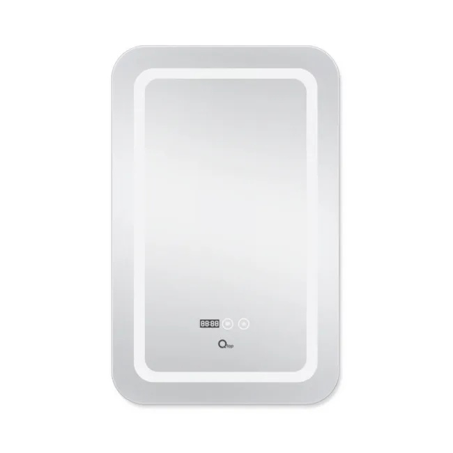 Дзеркало Qtap Mideya (DC-F911) 500х800 з LED-підсвічуванням Touch, з антизапотіванням, з годинником, димером, рег. яскравості QT2078F911W