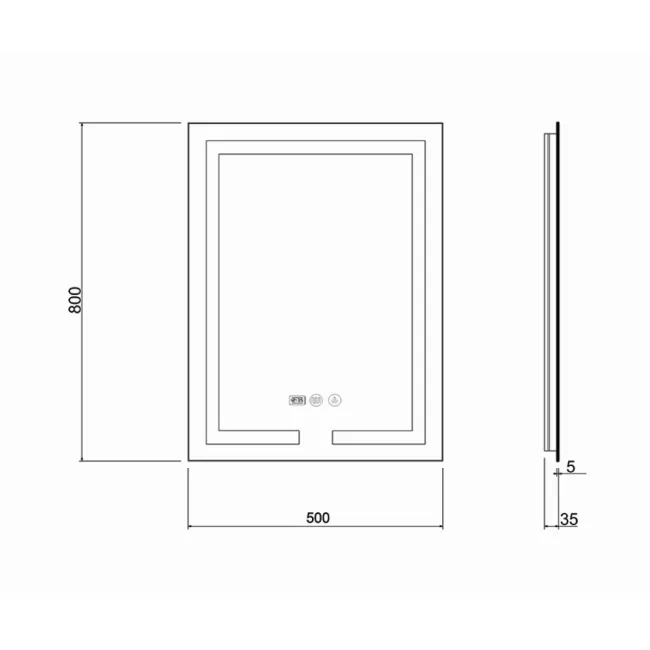 Дзеркало Qtap Mideya (DC-F936) 500х800 з LED-підсвічуванням Touch, з антизапотіванням, з годинником, димером, рег. яскравості QT2078F936W 2 Дзеркало Qtap Mideya (DC-F936) 500х800 з LED-підсвічуванням Touch, з антизапотіванням, з годинником, димером, рег. яскравості QT2078F936W 2