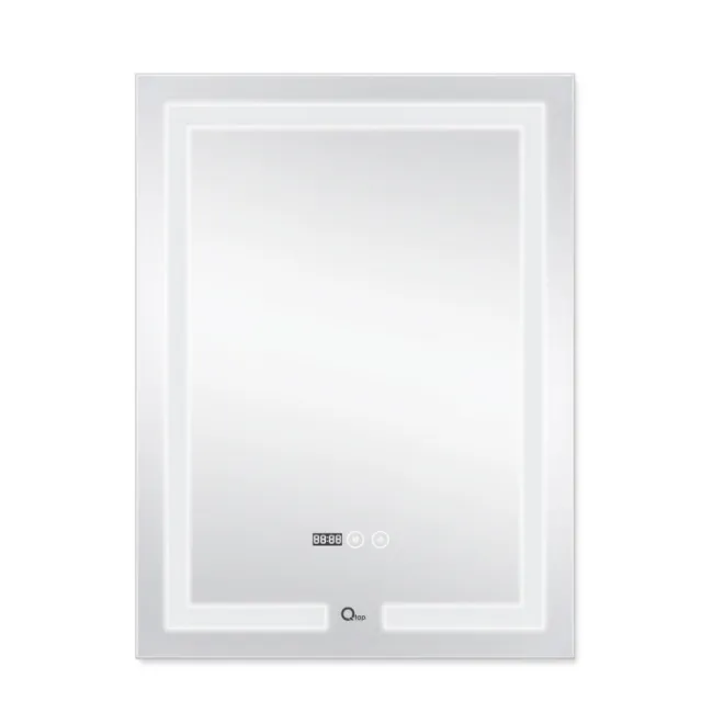 Дзеркало Qtap Mideya (DC-F936) 500х800 з LED-підсвічуванням Touch, з антизапотіванням, з годинником, димером, рег. яскравості QT2078F936W