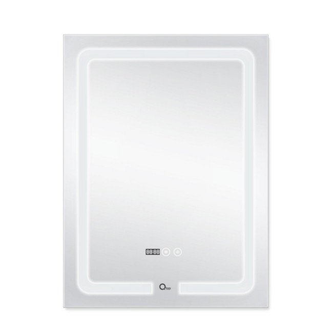Дзеркало Qtap Mideya (DC-F937) 600х800 з LED-підсвічуванням Touch, з антизапотіванням, з годинником, димером, рег. яскравості QT2078F937W