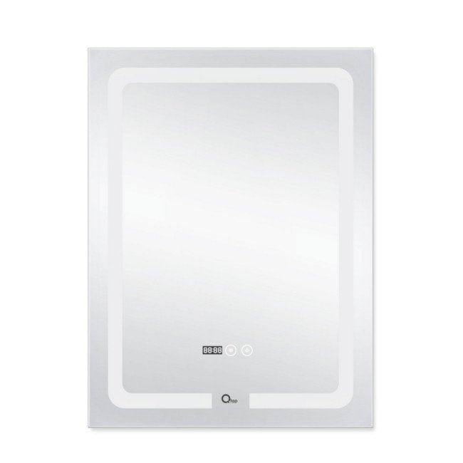 Дзеркало Qtap Mideya (DC-F937) 600х800 з LED-підсвічуванням Touch, з антизапотіванням, з годинником, димером, рег. яскравості QT2078F937W